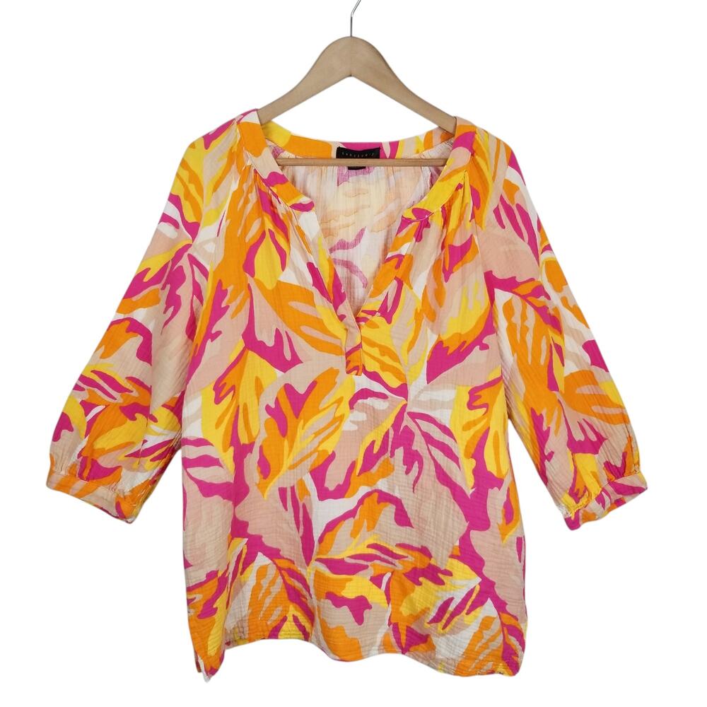 Sanctuary Clothing Women's Island Tunic Make A Splash Pink Yellow Orange Size 2X - Picture 2 of 6